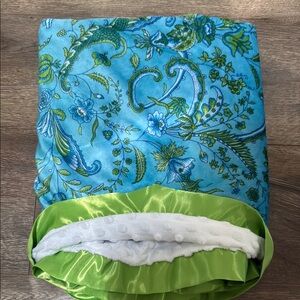 Floral Blue and Green Kids Minky Blanket